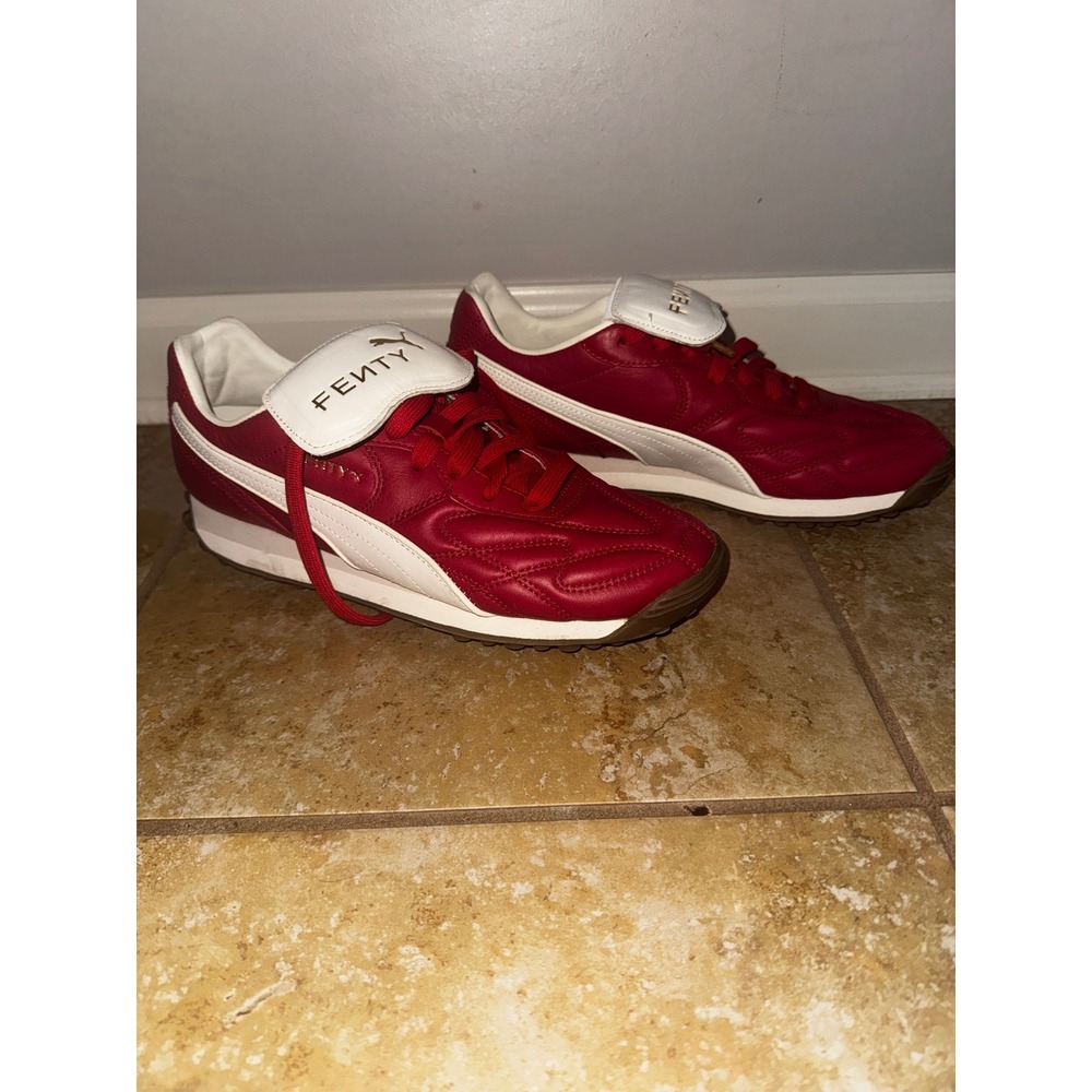 Fenty x Puma Avanti VL Club Red Gold Leather Sneakers 399262-03 Womens 10